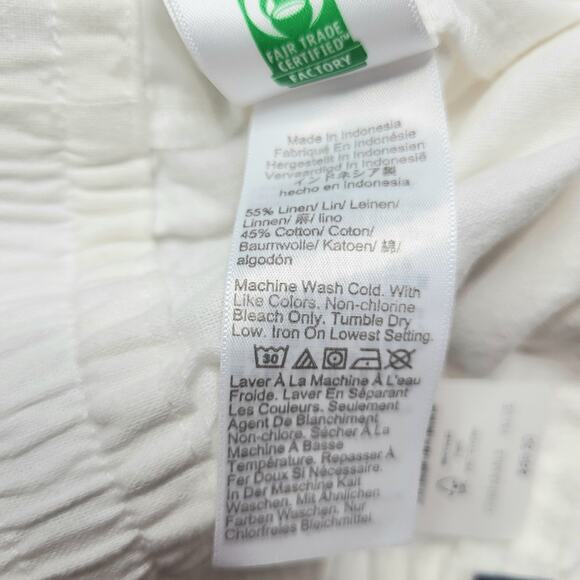 J.Crew Linen Blend Slim Wide Leg Drawstring Pants White Pull On Relaxed Large 14 - Picture 8 of 8